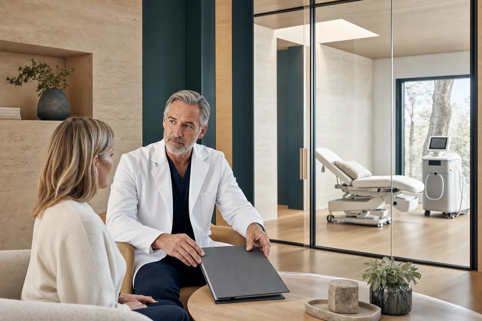 A physician explaining why a treatment option is not appropriate for a patient