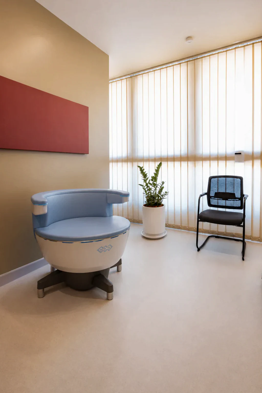 A man attending a discreet, fully clothed Emsella treatment in AION's pelvic health room